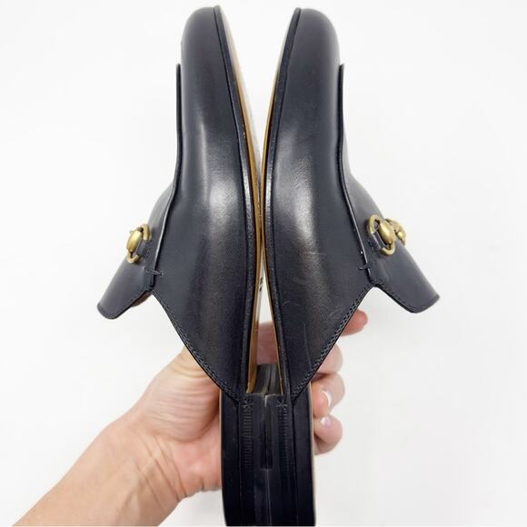 Gucci Princetown Black Leather Horsebit Mules Loafers - Picture 6 of 12